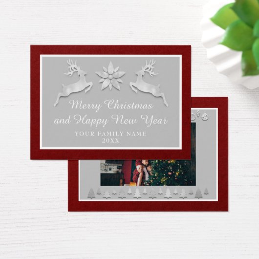 メリークリスマスハッピーニューイヤー名バーガンディーグレー (デスク)