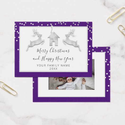 メリークリスマスハッピーニューイヤー名パープルホワイト (オフィス)