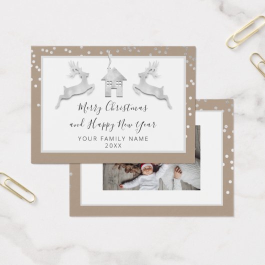 メリークリスマスハッピーニューイヤー名ホワイトアイボリー (オフィス)