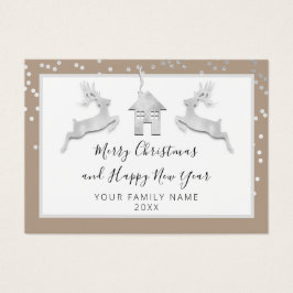 メリークリスマスハッピーニューイヤー名ホワイトアイボリー