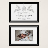 メリークリスマスハッピーニューイヤー名ホワイトブラック (正面&裏面)