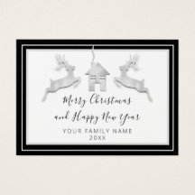 メリークリスマスハッピーニューイヤー名ホワイトブラック