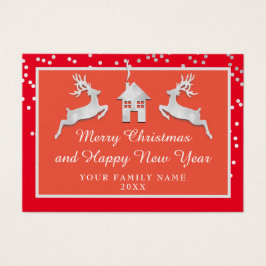 メリークリスマスハッピーニューイヤー名レッドグレー