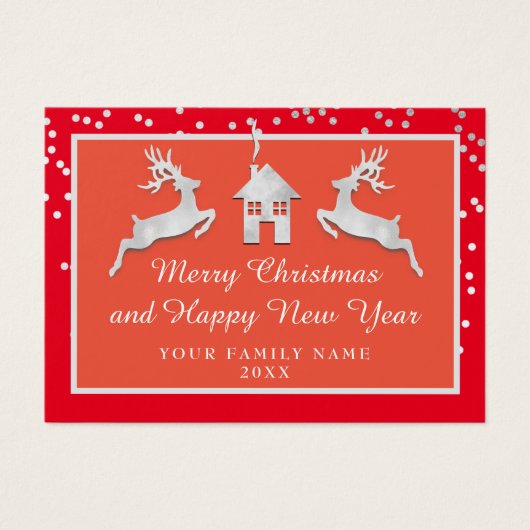 メリークリスマスハッピーニューイヤー名レッドグレー (正面)