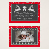 メリークリスマスハッピーニューイヤー名レッドシルバー (正面&裏面)