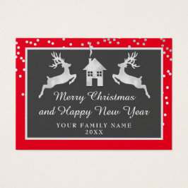 メリークリスマスハッピーニューイヤー名レッドシルバー