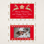 メリークリスマスハッピーニューイヤー名レッドフレーム金ゴールド (正面&裏面)