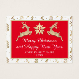 メリークリスマスハッピーニューイヤー名レッドフレーム金ゴールド