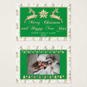 メリークリスマスハッピーニューイヤー名写真グリーン (正面&裏面)