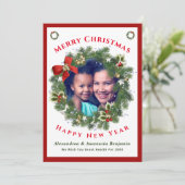 メリークリスマスハッピーニューイヤー家族の写真のカスタム シーズンカード (スタンド正面)