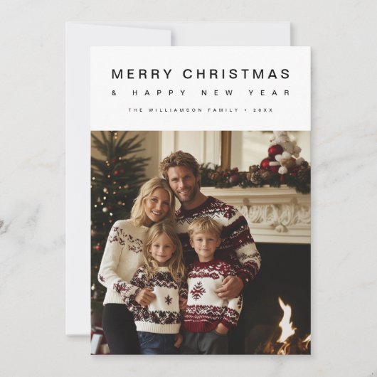 メリークリスマスハッピーニューイヤー家族写真 シーズンカード (正面)