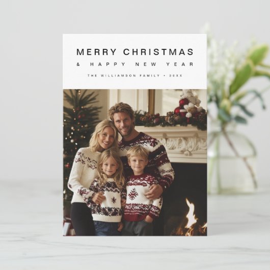メリークリスマスハッピーニューイヤー家族写真 シーズンカード (スタンド正面)