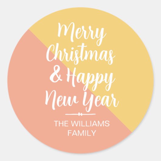 メリークリスマスハッピーニューイヤー封筒用シール ラウンドシール (正面)