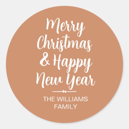 メリークリスマスハッピーニューイヤー封筒用シール ラウンドシール (正面)