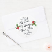 メリークリスマスハッピーニューイヤー封筒用シール ラウンドシール (封筒)