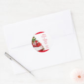 メリークリスマスハッピーニューイヤー文字名テンプレート ラウンドシール (封筒)