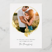 メリークリスマスハッピーニューイヤー植物写真 箔シーズンカード (正面)