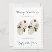 メリークリスマスハッピーニューイヤー水彩スリッパ 招待状 (正面)