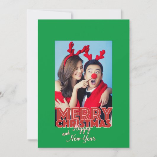 メリークリスマスハッピーニューイヤー独身のフォトカスタム シーズンカード (正面)