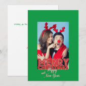メリークリスマスハッピーニューイヤー独身のフォトカスタム シーズンカード (正面/裏面)