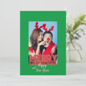 メリークリスマスハッピーニューイヤー独身のフォトカスタム シーズンカード (スタンド正面)