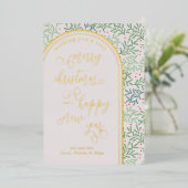 メリークリスマスハッピーニューイヤー紅葉 箔シーズンカード (立ち正面)