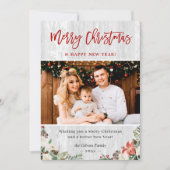 メリークリスマスハッピーニューイヤー素朴ホワイトウッド シーズンカード (正面)