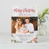 メリークリスマスハッピーニューイヤー素朴ホワイトウッド シーズンカード (スタンド正面)