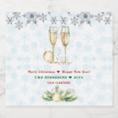 メリークリスマスハッピーニューイヤー結晶の雪 スパークリングワインラベル (シングルラベル)