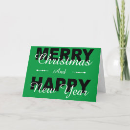 メリークリスマスハッピーニューイヤー緑のホリデーカード シーズンカード