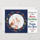 メリークリスマスハッピーニューイヤー美しい写真 シーズンカード (正面)