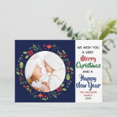 メリークリスマスハッピーニューイヤー美しい写真 シーズンカード (スタンド正面)