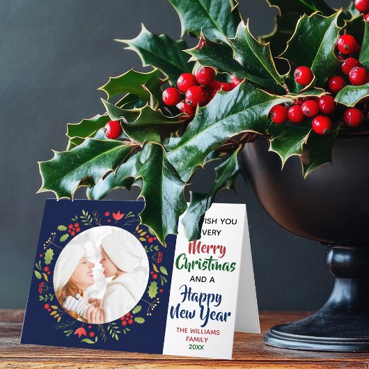 メリークリスマスハッピーニューイヤー美しい写真 シーズンカード