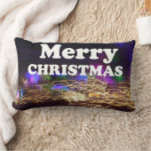 メリークリスマスハッピーニューイヤー花火芸術プリント ランバークッション (ブランケット)