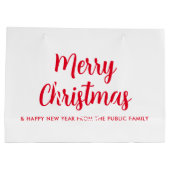 メリークリスマスハッピーニューイヤー赤カスタム白 ラージペーパーバッグ (裏面)
