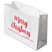 メリークリスマスハッピーニューイヤー赤カスタム白 ラージペーパーバッグ (裏面アングル)