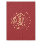 メリークリスマスハッピーニューイヤー赤モダンと金ゴールド テーブルクロス (正面)