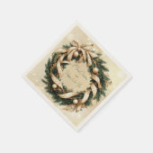 メリークリスマスハッピーニューイヤー金ゴールドグリーンリース スタンダードカクテルナプキン (角)