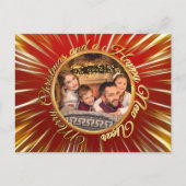 メリークリスマスハッピーニューイヤー金ゴールドサークル写真 ポストカード (正面)