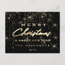 メリークリスマスハッピーニューイヤー金ゴールドジョイ ポストカード
