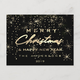 メリークリスマスハッピーニューイヤー金ゴールドジョイ ポストカード