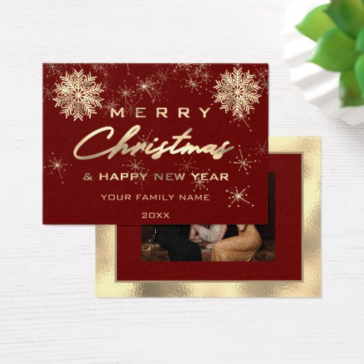 メリークリスマスハッピーニューイヤー金ゴールドバーガンディ写真 (デスク)