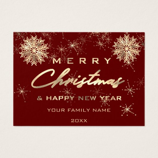 メリークリスマスハッピーニューイヤー金ゴールドバーガンディ写真 (正面)