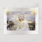 メリークリスマスハッピーニューイヤー金ゴールド白写真 ポストカード (正面)