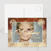 メリークリスマスハッピーニューイヤー金ゴールド雪写真 ポストカード (正面/裏面)