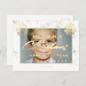 メリークリスマスハッピーニューイヤー金ゴールド雪写真VIP ポストカード (正面/裏面)