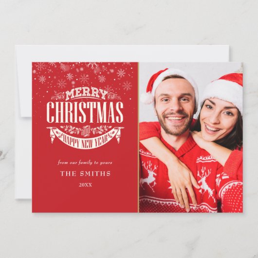 メリークリスマスハッピーニューイヤー金ゴールド4 Photo シーズンカード (正面)