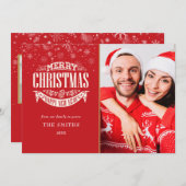 メリークリスマスハッピーニューイヤー金ゴールド4 Photo シーズンカード (正面/裏面)