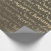 メリークリスマスハッピーニューイヤー金ゴールド ラッピングペーパー (角)