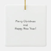 メリークリスマスハッピーニューイヤー雪だるまジャズバンド セラミックオーナメント (裏面)